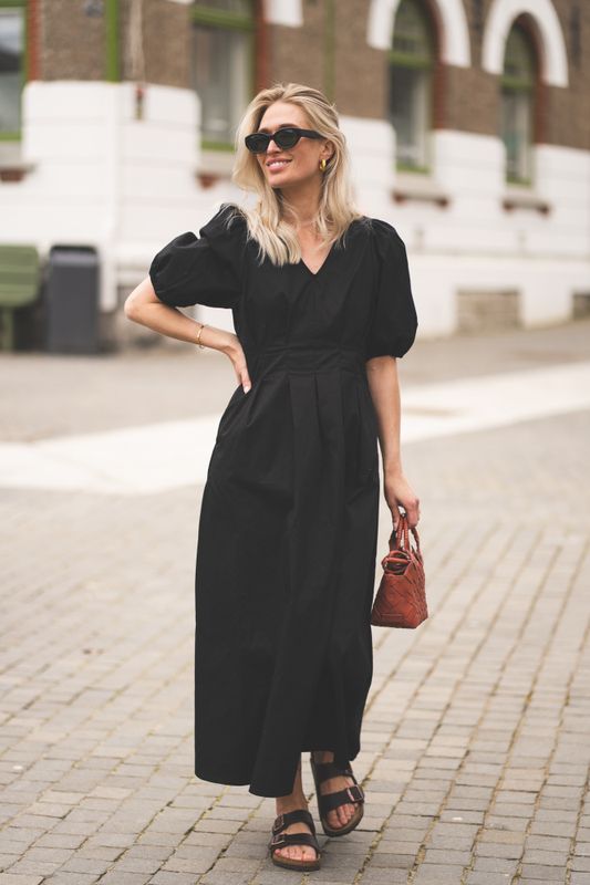 Poppy Pleat Dress Black 