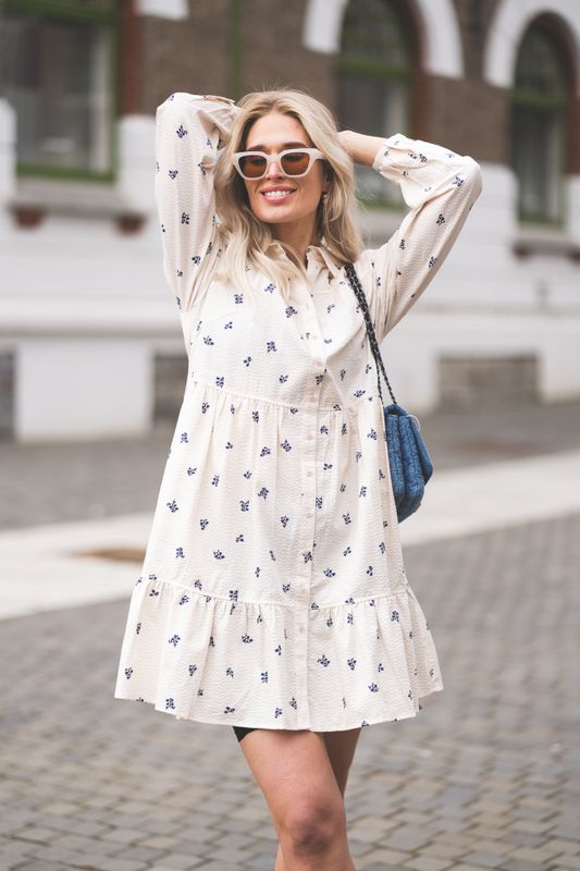 Nanena Dress Blue Bouquet Print
