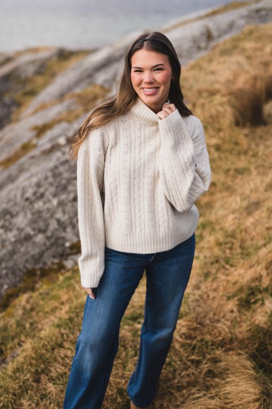 Anda Cable Knit Blouse Ivory 