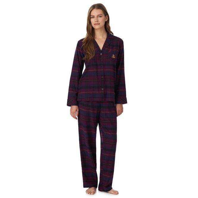Hovedbilde LRL L/S Notch Collar Long Pant PJ Set Burgundy ...