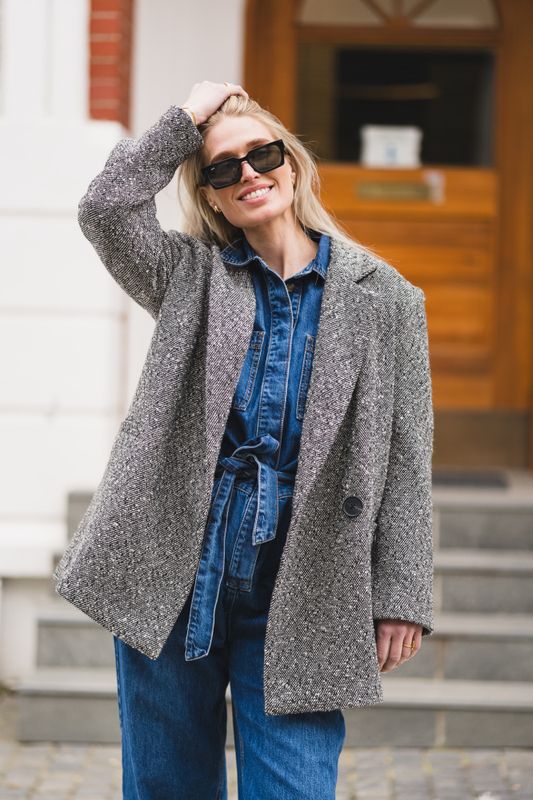 Yasha Blazer Coat Black/White 