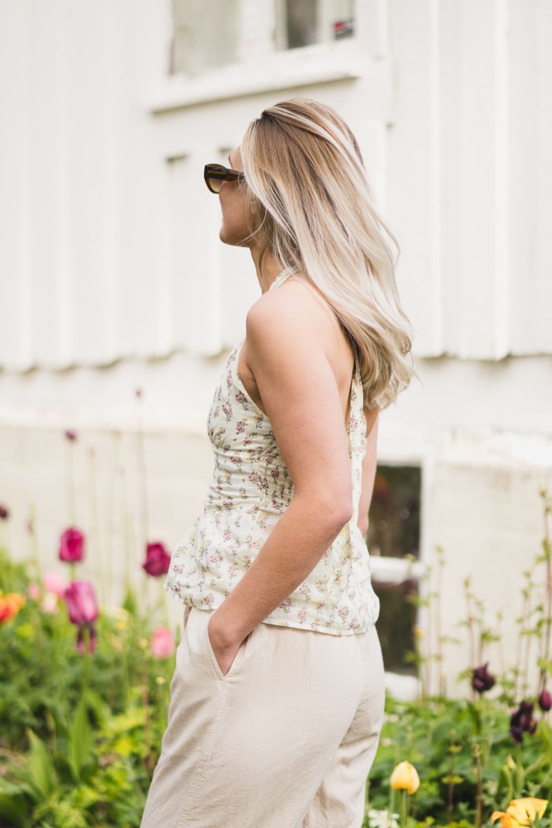 Ariet Fine Print Top Creme 