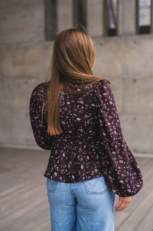 Delphine Flowerbunch Blouse Chocolate Plum 