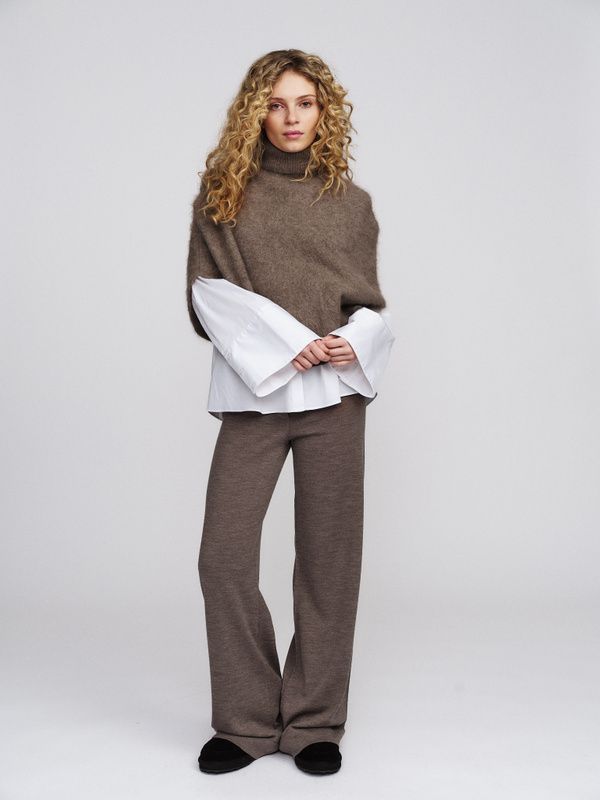 Maiken Brushed Poncho Light Brown 