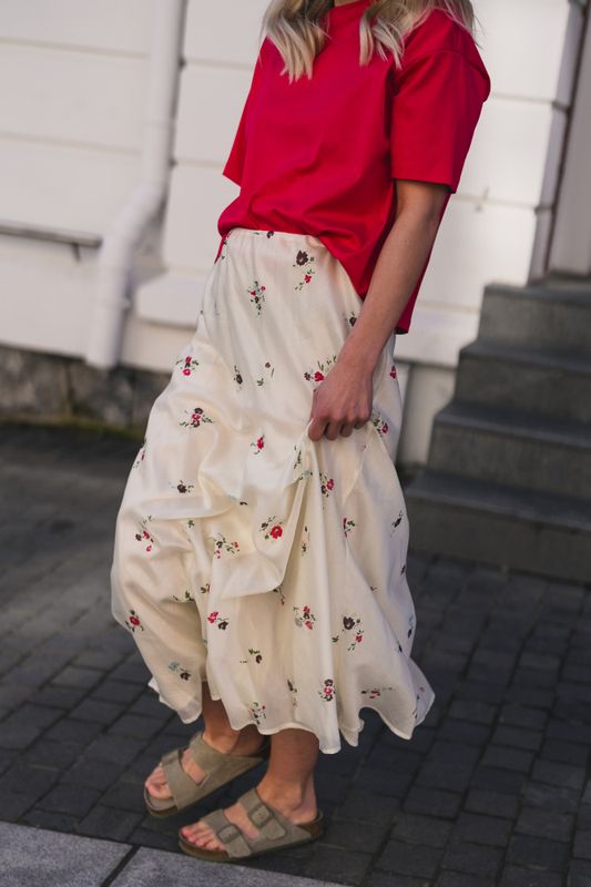 Faustina Skirt AOP Sand Flower 