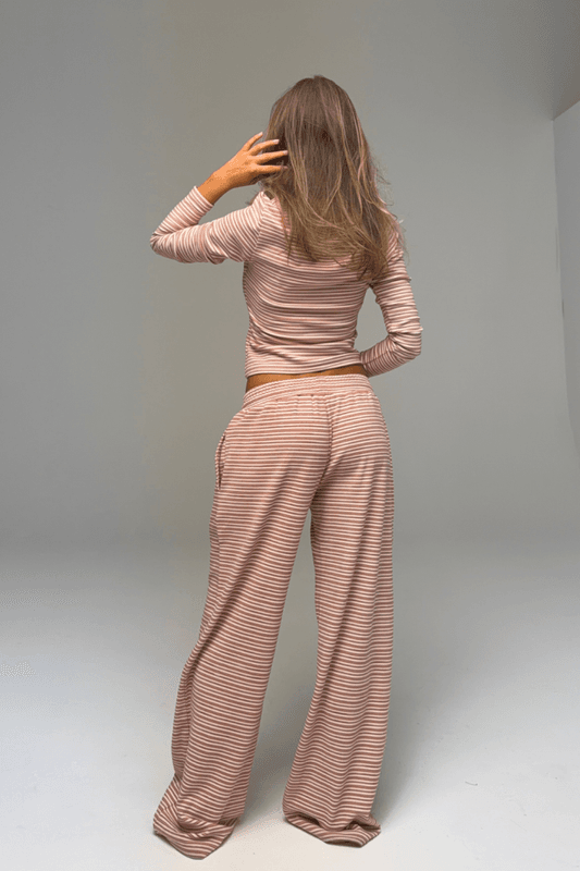 Palmer Soft Stripe Wide Leg Pants Pink/White