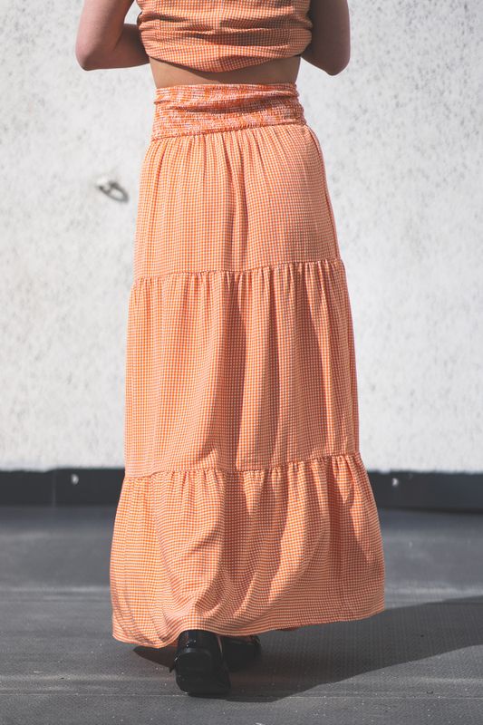 Mari Long Skirt Clay Checked 