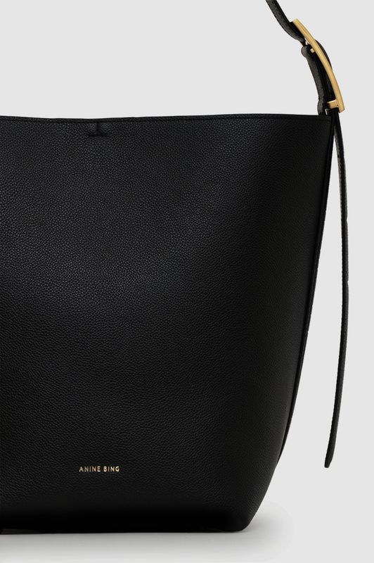 Elly Bucket Bag Grained Leather Black 