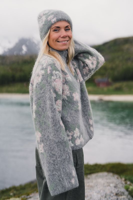 Tine Floral Cardigan Grey Mix 