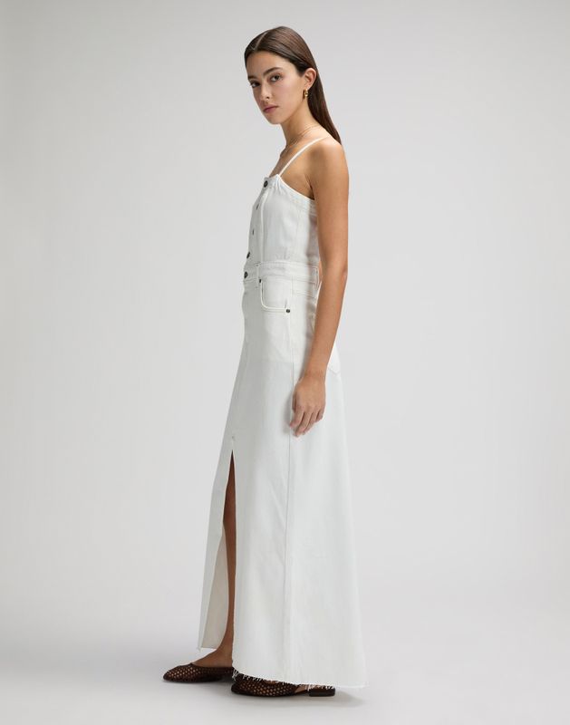 Maxi Denim Dress Powder White 