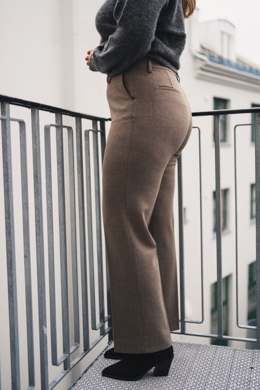 Lova Straight Trousers Tweed Light Camel 
