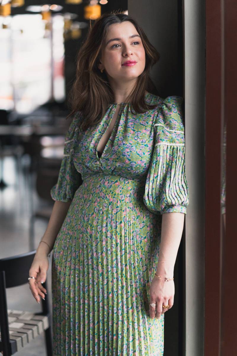 Plissé Midi Dress Green Garden - Vakre Vene
