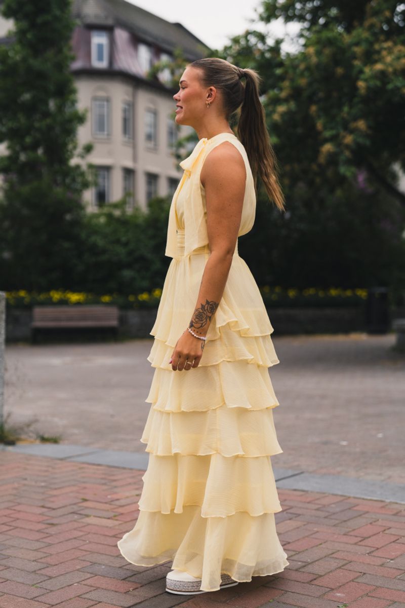 Marli Solid Chiffon Dress Light Yellow 