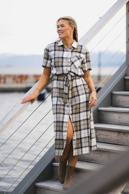 Fern Dress Navy Tartan 
