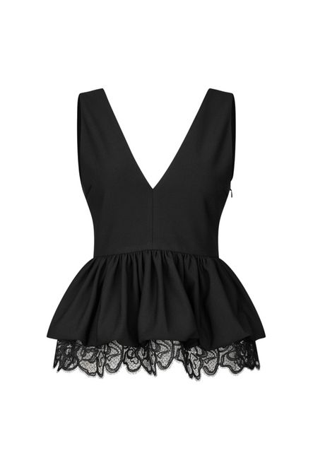 Hovedbilde V-Neck Peplum Top Black 