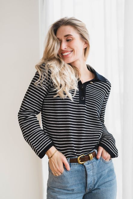 Hovedbilde Inez Knitted Jumper Dark Navy Stripe 