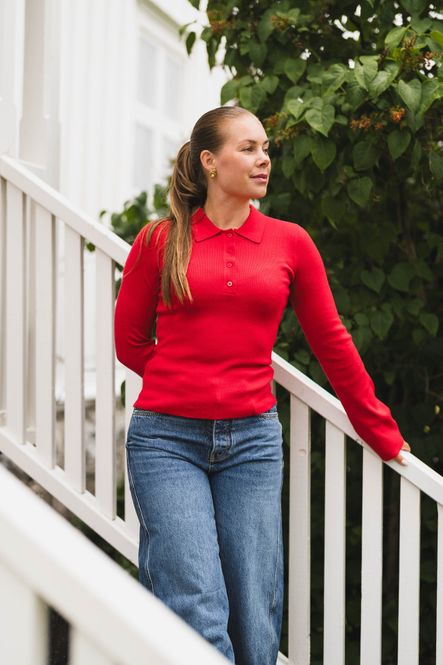 Hovedbilde Fannya LS Solid Knit Polo Red