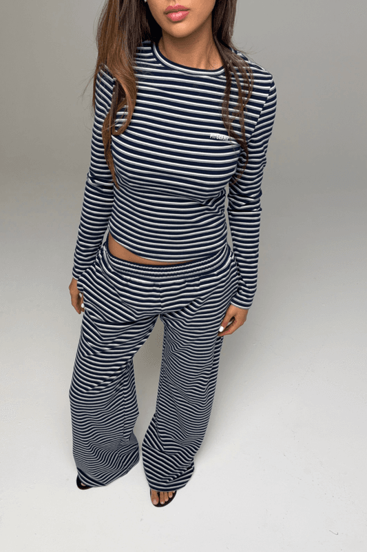 Palmer Soft Stripe Wide Leg Pants Navy/White 