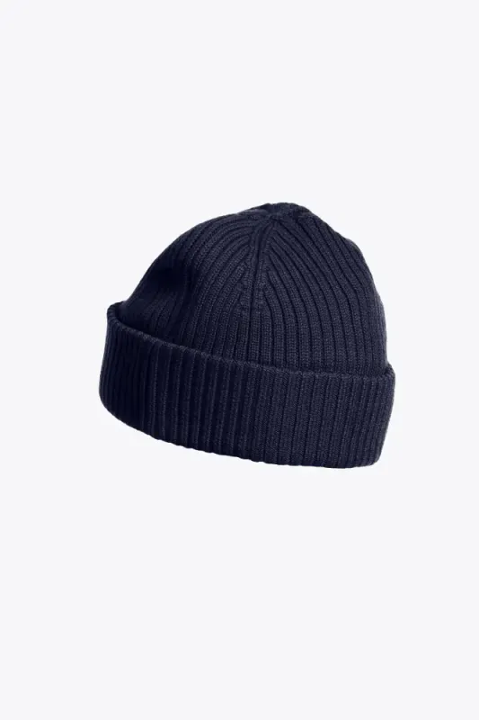 Rib Hat Knitted Beanie Blue Navy 