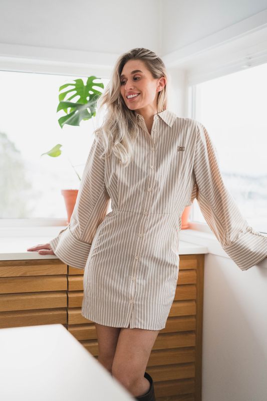 Atari Dress Oat Stripe 