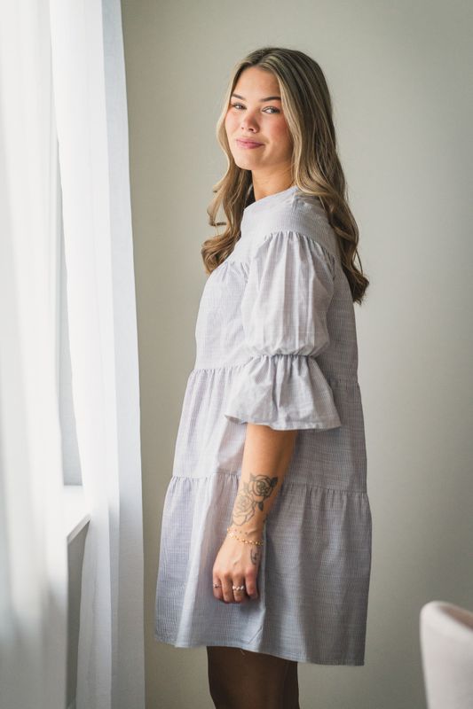 Mai Dress Anthracite Stripe