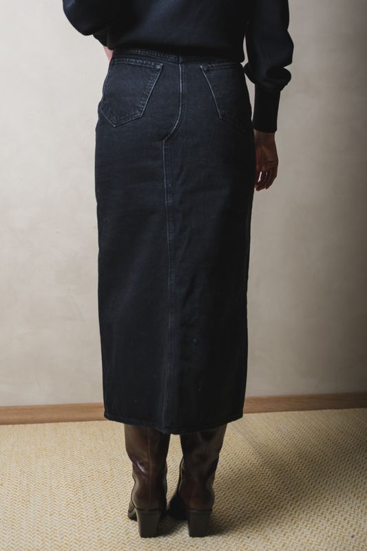 Denim Long Skirt Black 