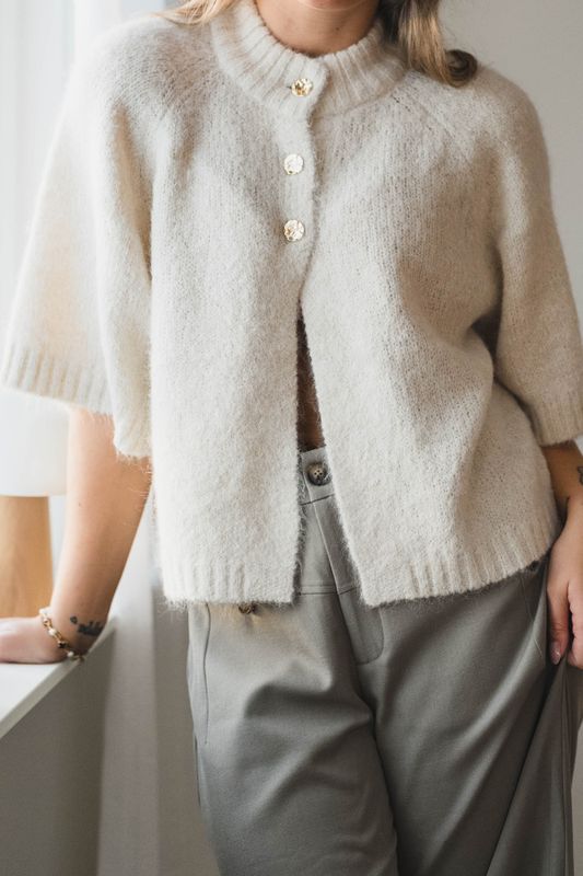 Benuta Fluffy Knit Cardigan Offwhite 