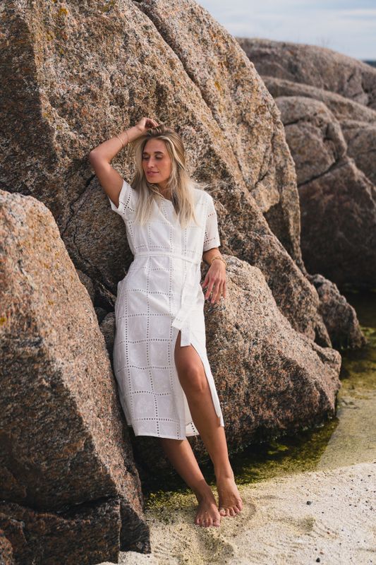 Lea 2/4 Shirt Dress Egret 