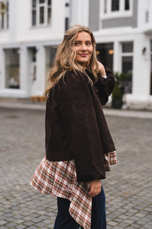 Tirsa Faux Suede Jacket Dark Brown 