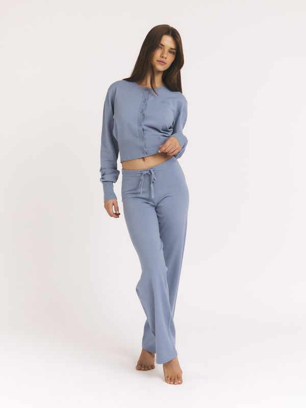 Straight Knit Pants Blue 