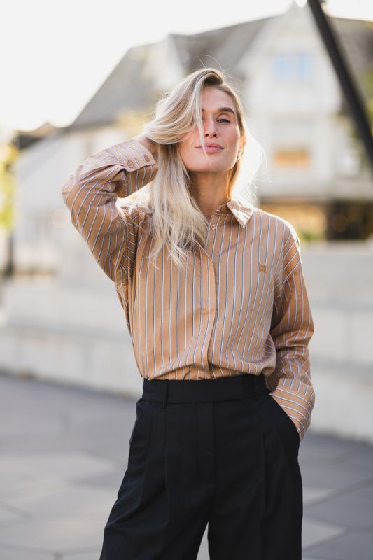 Lume Shirt Cognac Stripe 