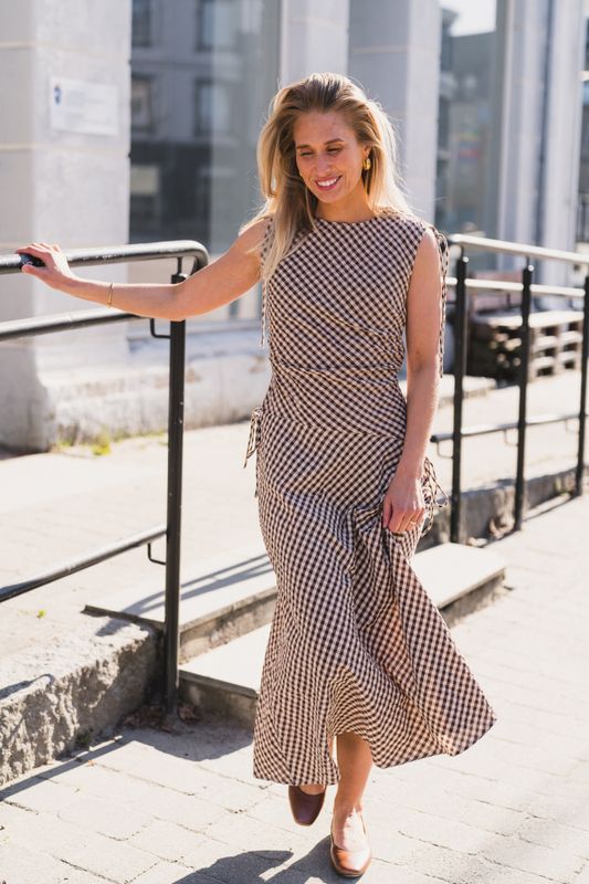 Saxton Check Dress Brown 