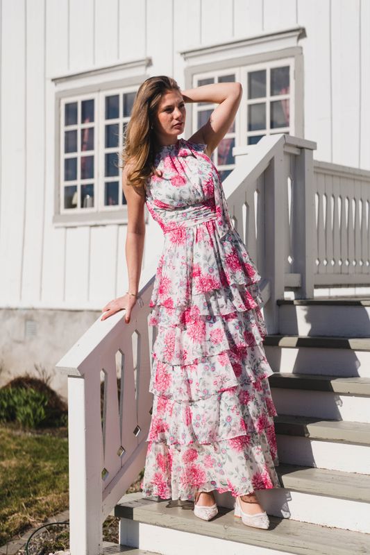 Marli Big Flower Dress Creme 