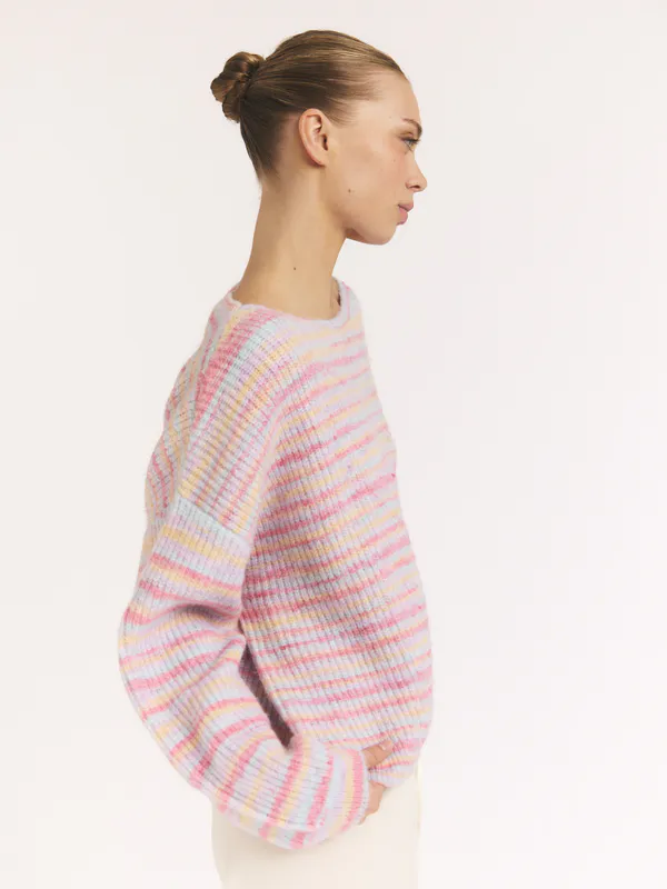 Knitted Melange Striped Sweater Multi Colour 