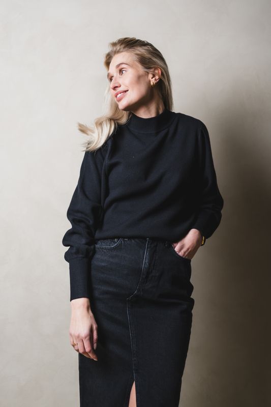 Fonny LS Knit Pullover Black 