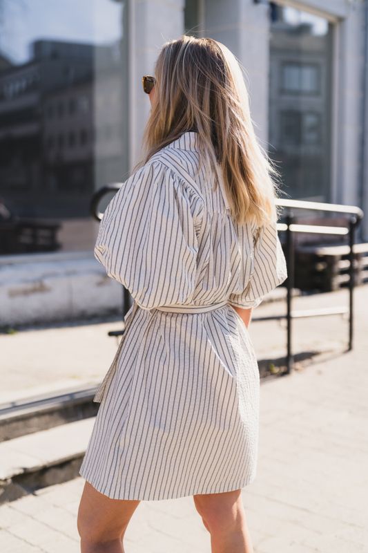 Serene Slim Stripe Dress Offwhite 