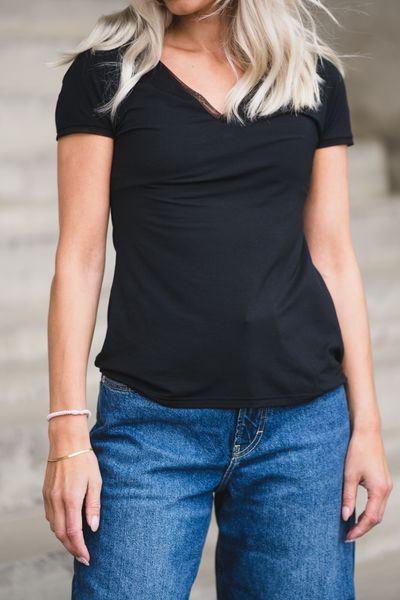 Hovedbilde Perfect Line Modal T-Shirt V Neck Black 