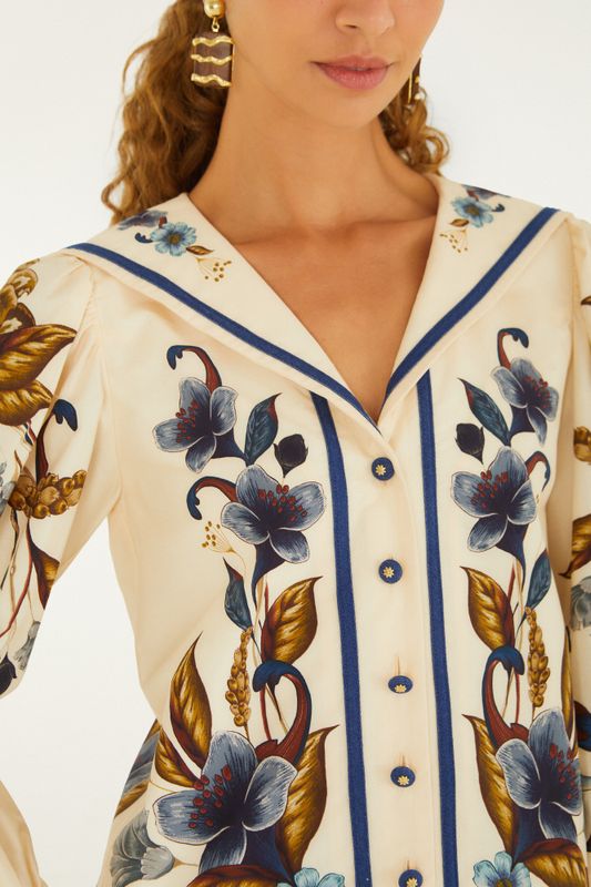 Golden Nature Cream Multicolor Long Sleeve Shirt 