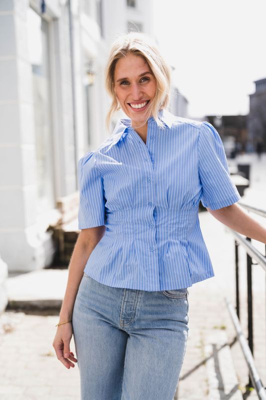 Balara Stripe Poplin Shirt Light Blue 