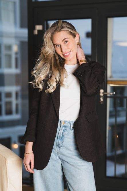 Hovedbilde Gaby Pinstripe Blazer Dark Brown 