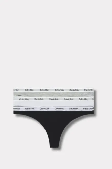 Hovedbilde Thong 3PK Black/White/Grey Heather 