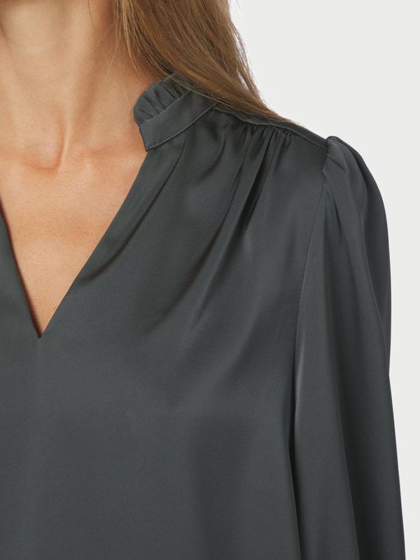 Amara Drapy Satin Blouse Antracit