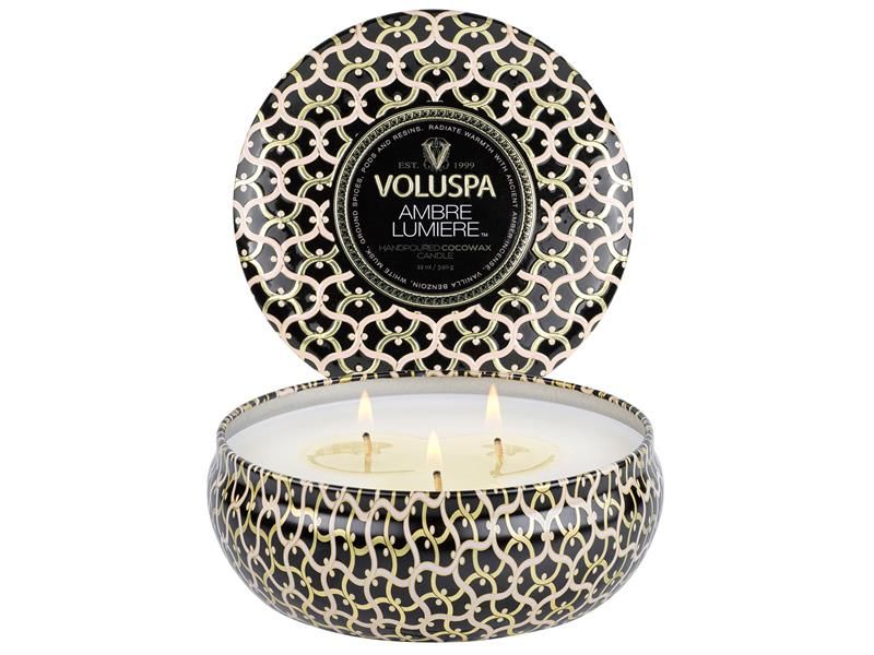 3 Wick Tin Candle Ambre Lumiere