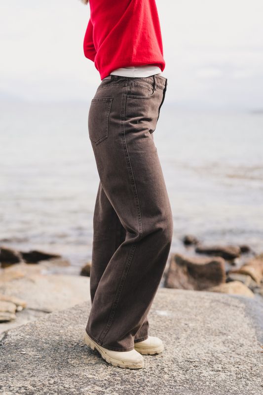 Ann Wide Trousers Brown 