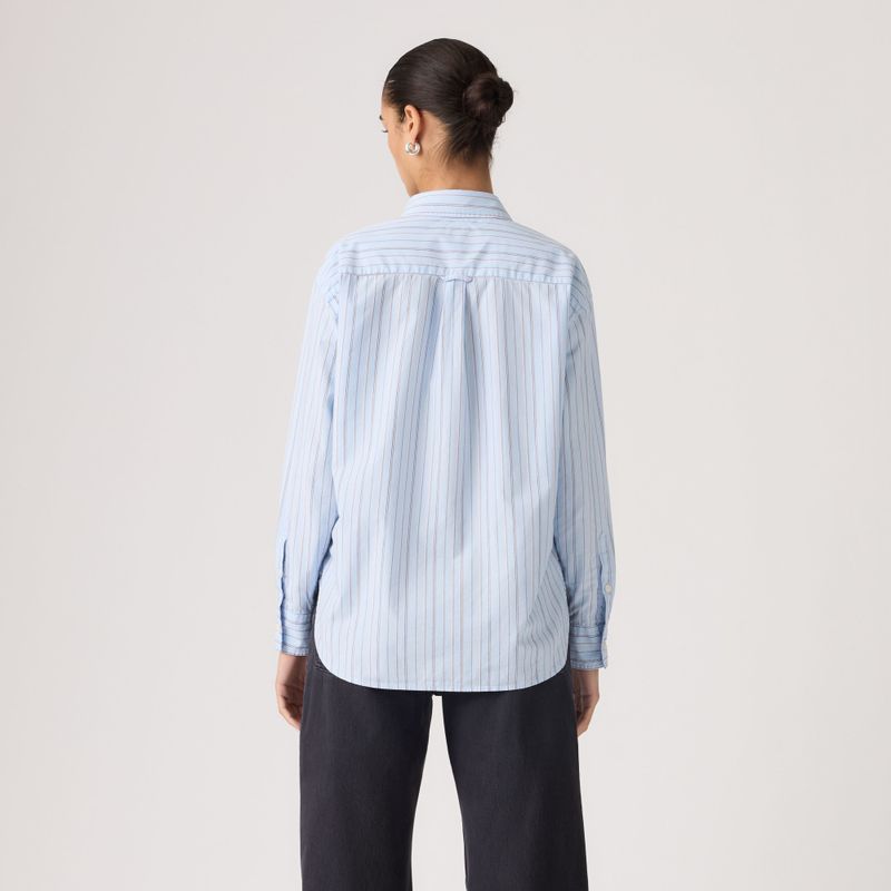 Harlie Boyfriend Shirt Amari Stripe Chambray Blue