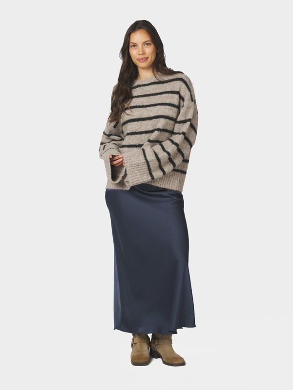 Roeme Fluffy Stripe Knit Beige Melange 