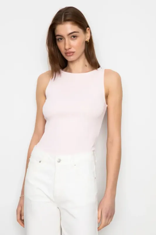 Peggy Rib Boatneck Top Light Pink 