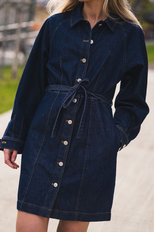 Sana Lis Denim Shirt Dress Dark Blue Wash 
