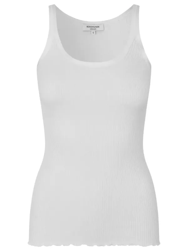 Belle Silk Top W/Elastic Band New White 