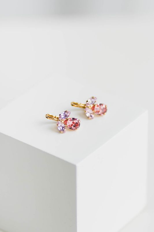 Petite Timo Earrings Gold Rosaline In Navette/Light Rose 